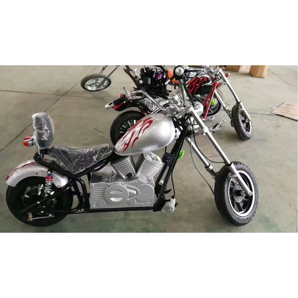 Электромотоцикл GreenCamel Chopper C100, 60V 1000W R12 Серебристый