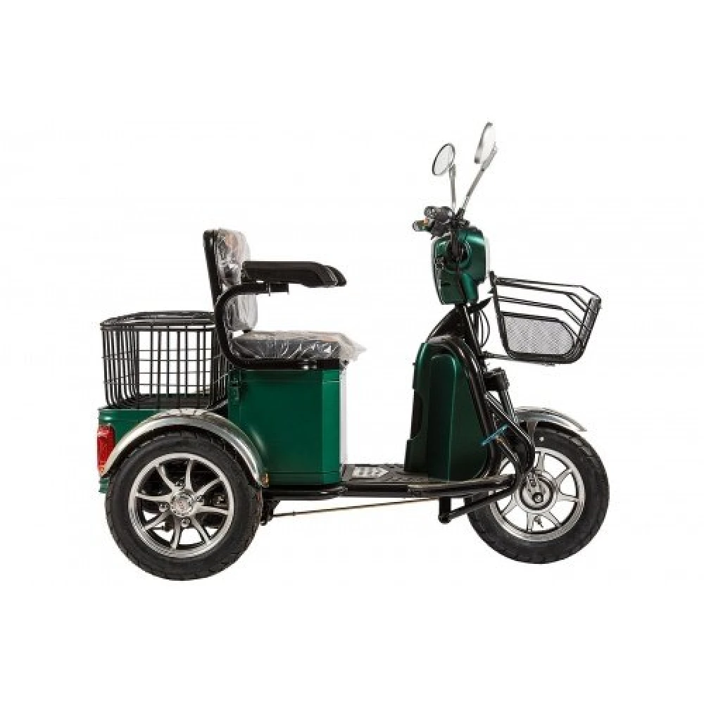 Электротрицикл Rutrike S1 V2 с большой корзиной зеленый