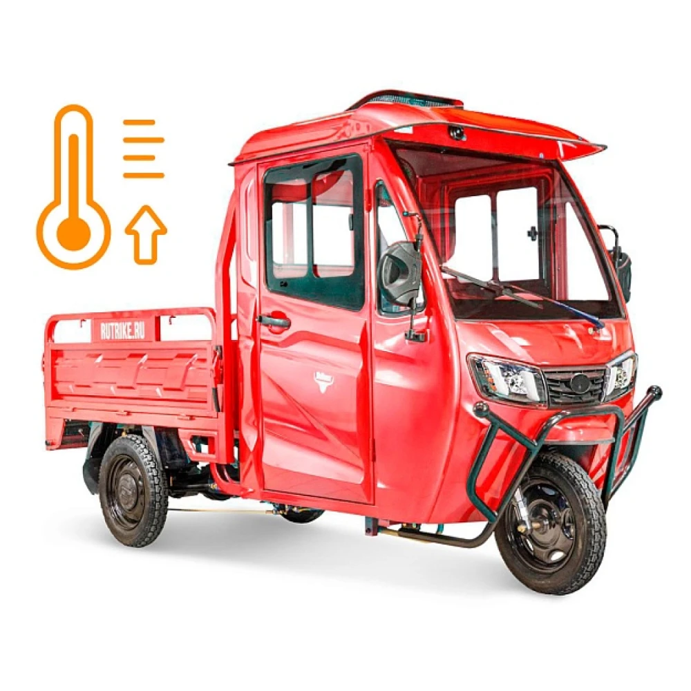 Грузовой электротрицикл Rutrike КАРГО Кабина обогрев 1500 60V1000W красный