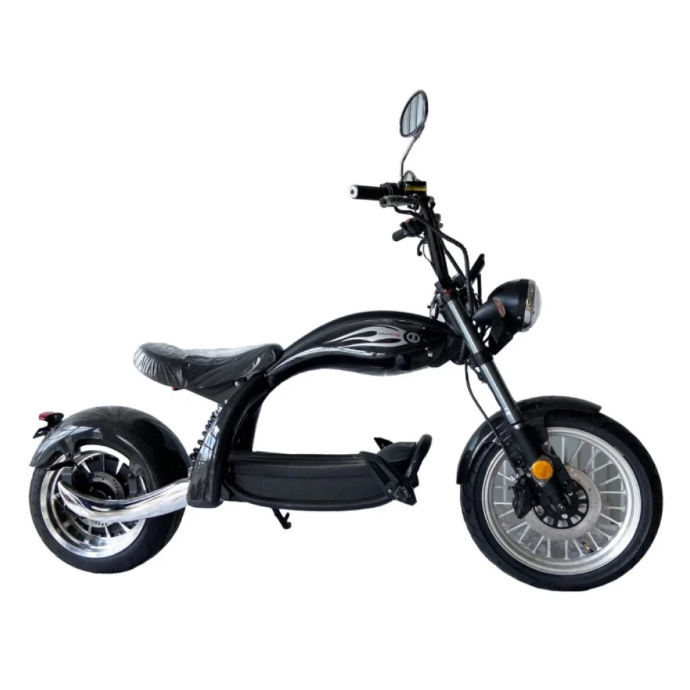 Электромотоцикл CityCoco smart ONE QROAD Chopper, вид сбоку Электромотоцикл CityCoco smart ONE QROAD Chopper, вид сбоку